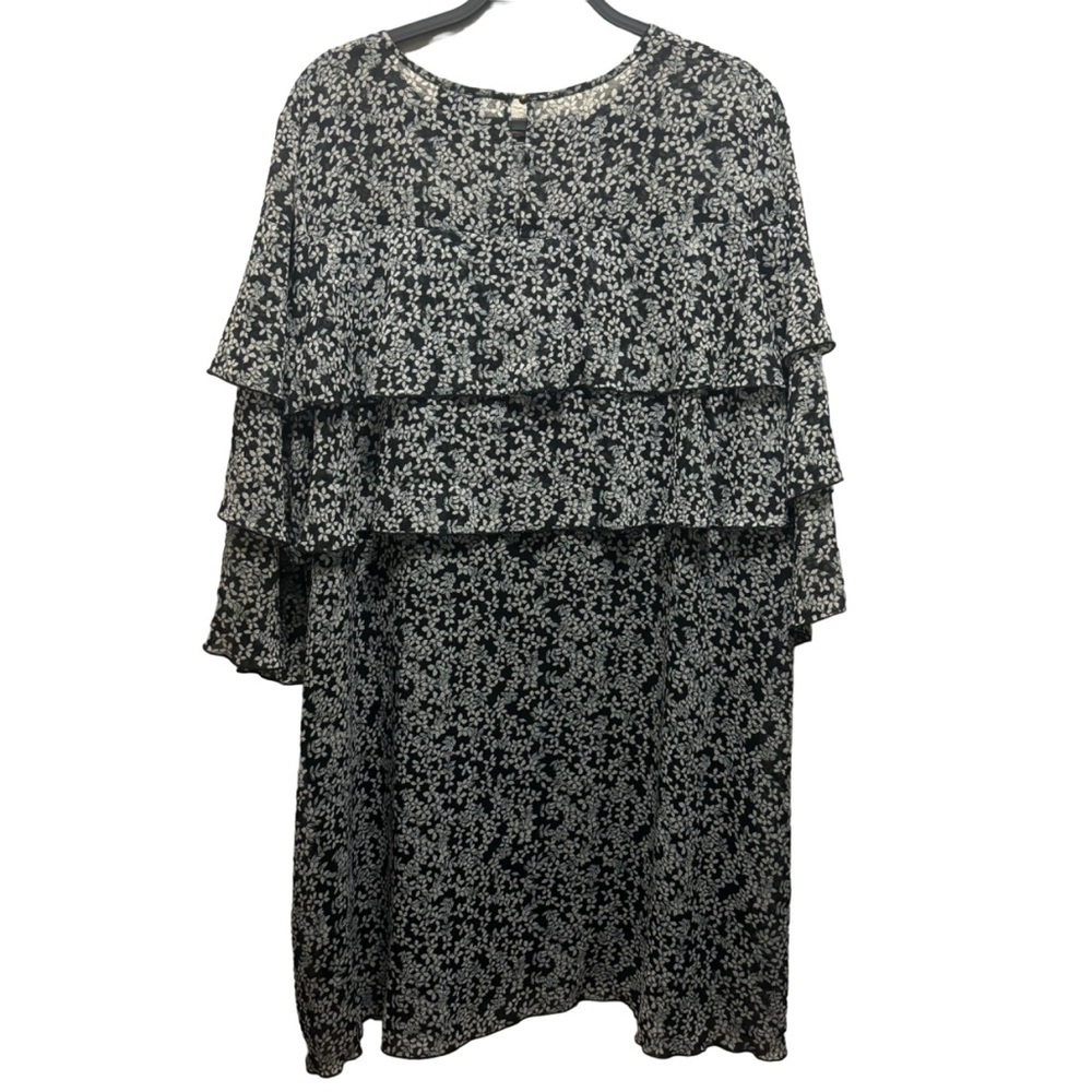 Who What Wear Floral Layered 3/4 Flutter Sleeve Dress Size XXL